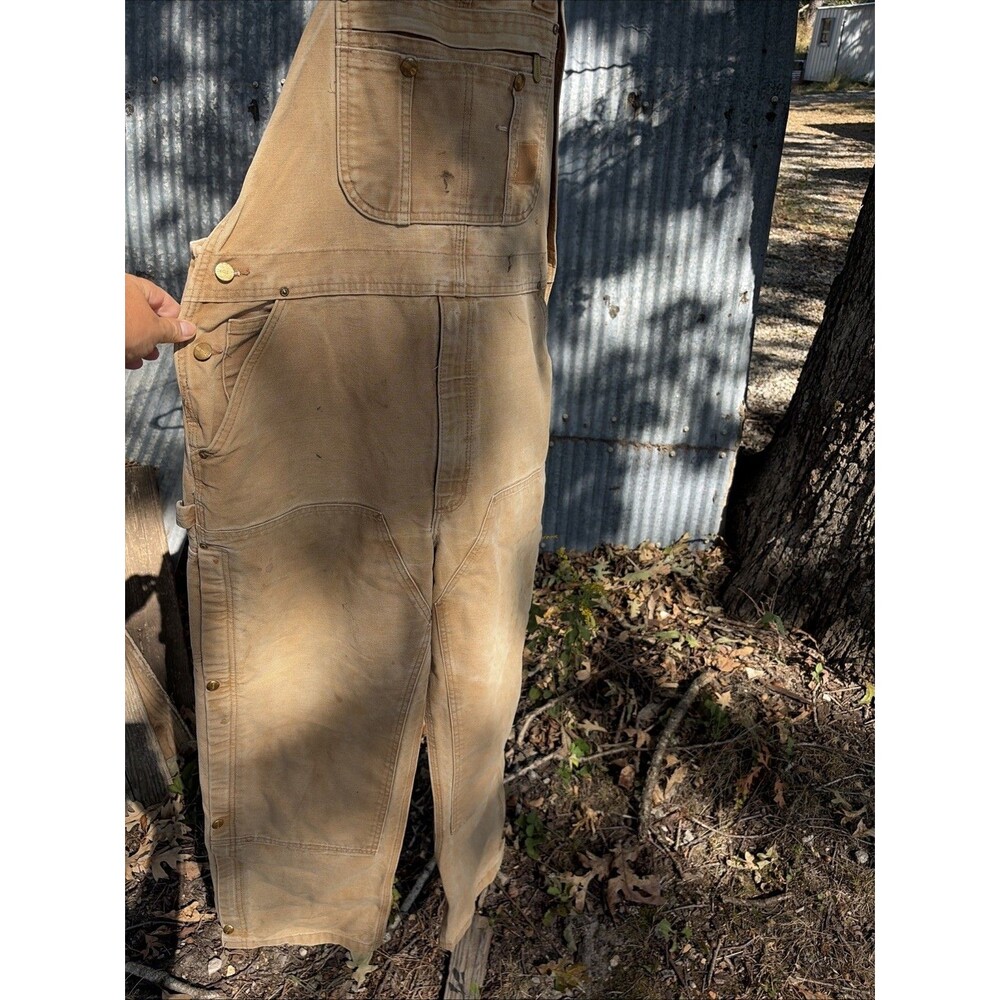 Carhartt Brown Duck Bib Overalls Large? Doubleknee Work Canvas Brown Distress